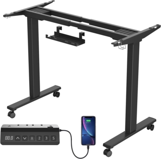 JUMMICO Höhenverstellbarer Schreibtisch Gestell mit 2 Starken Motoren (Schwarz)