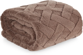 Wohndecke CARO Design91 Karierte Kuscheldecke ideales Geschenk Weiche warme Decke 220x200 cm braun