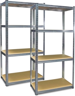 Grafner Doppel Schwerlastregal mit 8 Böden aus MDF, maximale Belastung 1400 kg, abgerundete Ecken, 160 x 160 x 40 cm, Doppelpack Steckregal, Lagerregal Kellerregal