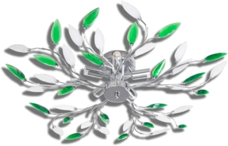 Deckenlampe güne und weiße Blätterranken mit Acryl-Blättern 5x E14 241478