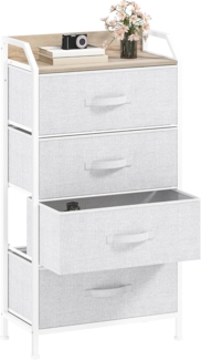 DWVO Kommode mit 4 Schubladen, langlebiger Stoff, Robustes Metallgestell, modern und funktional, ideal für Schlafzimmer, Wohnzimmer, Flur, Kinderzimmer, Hellgrau