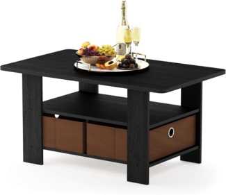 Furinno Andrey Couchtisch mit 2 Einschüben, holz, Americano/Mittelbraun, 48 x 80 x 39. 62 cm