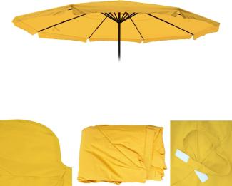 Ersatz-Bezug für Sonnenschirm Meran Pro, Gastronomie Marktschirm mit Volant Ø 5m, Polyester ~ gelb