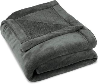 CelinaTex Flauschige Kuscheldecke XXL 220x240 cm grau Decke Sofa warm Wohndecke weich Mikrofaser Fleece Oeko-TEX Montreal