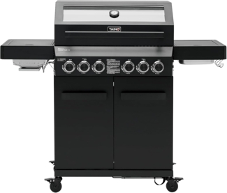 TAINO PLATINUM YAMARA DARK 4+2 Gasgrill Stahl 4 Brenner Keramik Sear-Burner Keramik Backburner Piezo-Zündung Grillrost Gusseisen