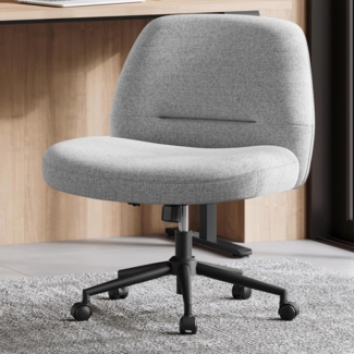 Songmics HOME Bürostuhl, Schreibtischstuhl, Drehstuhl, breite Sitzfläche zum Sitzen im Schneidersitz, modern, mit Kreuzfuß/Fußkreuz, höhenverstellbar, Wippfunktion, für Büro, Homeoffice, taubengrau OBGDE047G01