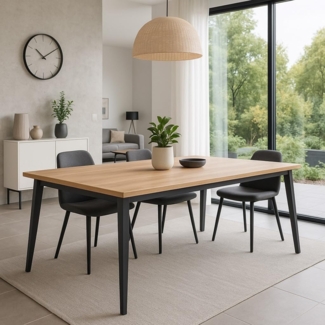 Robuster Esstisch "Bolle", Eiche schwarz, ausziehbar von 150 auf 210 cm
