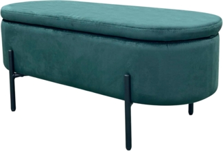 byLIVING Bank NOVA/Samt/Metall schwarz pulverbeschichtet/Polsterbank mit Stauraum/B 95, H 42, T 37,5 cm (Samt, dunkelgrün)