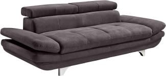 Mivano 3er-Sofa Enterprise / Dreisitzer-Couch mit Armteilfunktion und Kopfteilverstellung / 233 x 72 x 104 / Mikrofaser-Bezug, dunkelgrau