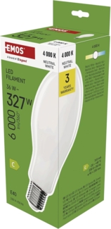 EMOS LED Lampe Edison Typ ED90, 36W Ersatz für 327W Glühbirne, Industrieleuchte, E40 Sockel, extra hell 6000 Lumen, Neutralweiß 4000 K, 25000 h Lebensdauer, CRI min. 80, 330° Abstrahlwinkel