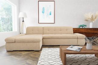 Domo Collection Ecksofa Moric / Eckcouch mit Bett / Sofa mit Schlaffunktion in L-Form Couch mit Armlehnfunktion/ 300x172x80 cm / Schlafsofa in beige