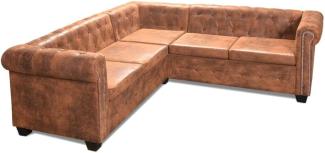 vidaXL Chesterfield-Ecksofa 5-Sitzer Kunstleder Braun 243615
