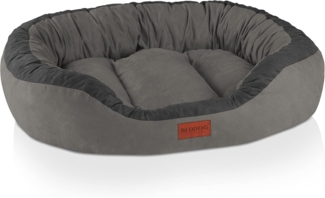 BedDog PRINS PREMIUM Hundebett, aus strapazierfähigem Alicante-Gewebe, Hundesofa mit Seiten, ovales Kissen für Ihr Haustier, Hundecouch XL, STEEL-GREY (grau)