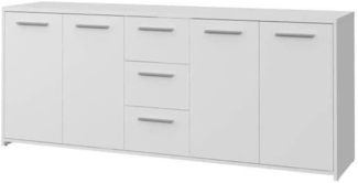 Forte PILVI Sideboard 180, Großes Sideboard mit 4 Türen und 3 Schubladen, Holzwerkstoff, Weiß, 179 cm breit, 74.1 cm hoch, 42 cm tief