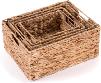 CREEDWOOD Truhe KORB SET "CESTO", Wasserhyazinthe, 4-teilig, Deko Aufbewahrungskörbe