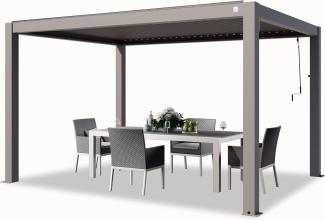 PRIMEYARD Pergola 3x4 m Aluminium Pfosten mit Lamellendach aus Aluminium graue Terrassenüberdachung