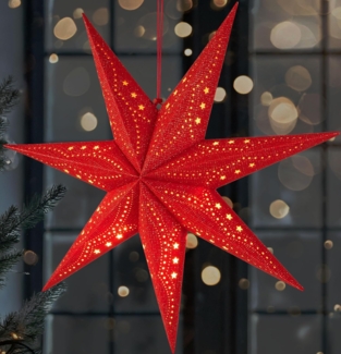 BRUBAKER LED Stern 3D Weihnachtsstern zum Aufhängen - LED Papierstern mit Timer, Batteriebetrieben und Beleuchtet, LED fest integriert, Warmweiß, 60 cm Adventsstern mit modernem Muster - Leuchtstern Deko Weihnachten