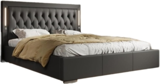 Designer Polsterbett Rio inkl. RGB, USB und Stauraum 180x200 Grau H2 (bis 70kg)