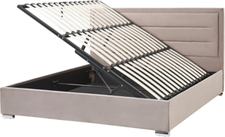 Polsterbett 'ROUEN' Samtstoff mit Stauraum Beige 180x200 cm