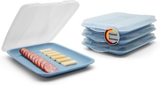 BigDean 4er Set Aufschnittboxen für Kühlschrank stapelbar – Wurst & Käse Aufbewahrung im Kühlschrank MADE in Germany