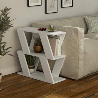 Dmora - Wohnzimmertisch Thalia, Niedriger Wohnzimmertisch, Kaffeeregal, Couchtisch für Sofa, 60x22h57 cm, Weiß