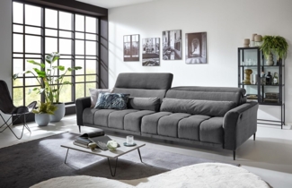 Big-Sofa >Wolve< 2x elektr. Verstellung, 2 Kissen, Cord grau - 280x108x118cm (BxHxT)