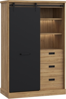 FORTE Kaszimiro Highboard mit LED Beleuchtung, Holzwerkstoff, Braun/Schwarz, 103,4 x 160,2 x 52 cm