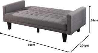 Atlantic Home Collection Sofa mit Schlaffunktion Schlafsofa, Strukturstoff, Grau, 204 x 86 x 84 cm