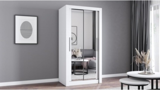 imoebel24 Schwebetürenschrank MILAN 100 cm - Weiss / Weiss