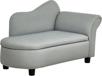 HOMCOM Sessel Kindermöbel, Kinderstuhl, Leinenoptik, aus Massivholz (Kindercouch, 1-St, Kindersofa), für Kinder 1,5-3 Jahre, Hellgrau
