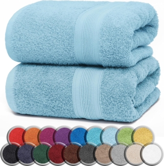 NatureMark 2er Pack SAUNATÜCHER Premium Qualität 80x200 cm SAUNATUCH Sauna-Handtuch 100% Baumwolle Farbe: Hell Blau