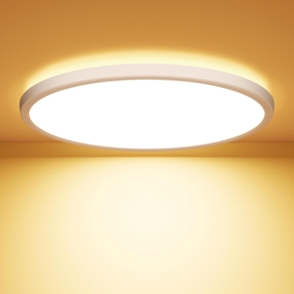 OUILA LED Deckenleuchte Flach Rund - Ø22CM Deckenlampe LED 18W 1600LM 3000K Warmweiß IP44 Wasserdicht Badezimmer Lampe, Badlampe Decke für Bad Küche Flur Schlafzimmer Keller