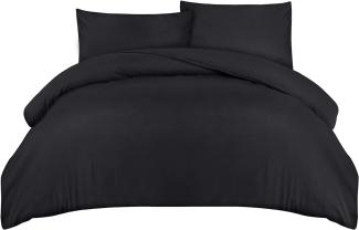 Utopia Bedding Bettwäsche 200x200 Set - Mikrofaser Bettbezug 200x200 cm + 2 Kissenbezüge 50x75 cm - Schwarz