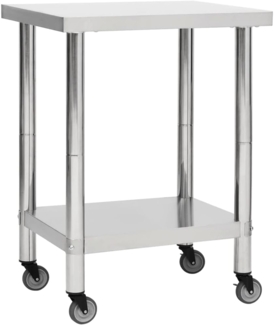 vidaXL Küchen-Arbeitstisch mit Rollen 80x30x85 cm Edelstahl 51634