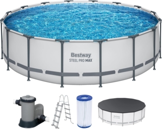 Steel Pro MAX™ Frame Pool Komplett-Set mit Filterpumpe Ø 488 x 122 cm , lichtgrau, rund