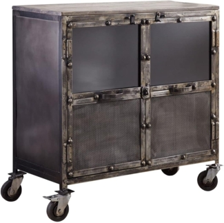 Massivmoebel24 Sideboard (Sideboard Mango 90x40x90 grau lackiert HEAVY INDUSTRY #114)