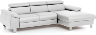 Mivano Ecksofa Micky mit Recamiere / L-Form-Sofa mit Schlaffunktion, Bettkasten und Kopfteilverstellung / 244 x 72 x 166 / Kunstleder, Weiß