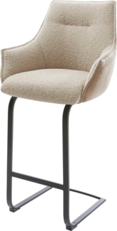 Barstuhl Alja-Flex Materialmix Mikrofaser Schlamm / Bouclé Schlamm Freischwinger flach Metall Schwarz Taschenfederkern