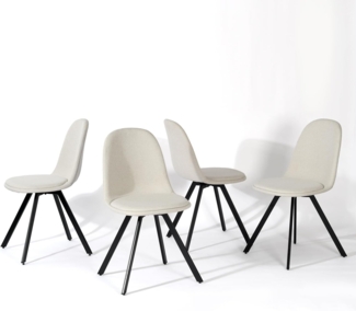 FurnitureR 4er-Set Esszimmerstühle, 360° drehbar, ohne Armlehnen und mit radialen Metallbeinen, Elegant für Schlaf- und Esszimmer,Creme