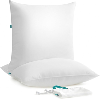 Songmics Kopfkissen mit Aufbewahrungstasche, 2er Set, Polyester weiss, 80x80 cm