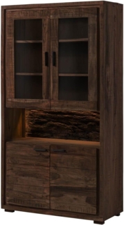 Massivmoebel24 Standvitrine #209 (Vitrine Akazie 98x40x180 dunkelbraun lackiert BARK #209)