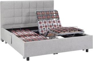 Dekoratives Bettgestell mit elektrischer Relaxfunktion - 2x65 Teller - 2 x 80 x 200 cm - Stoff - Grau - PITUS von YSMÉE