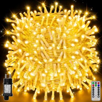 Ollny Lichterkette außen 80M 800LEDs, Weihnachtsbeleuchtung außen 8 Modi mit Fernbedienung Timer, Lichterkette Lang IP44 wasserdicht für Weihnachten Hochzeit Ostern Garten (warmweiß)