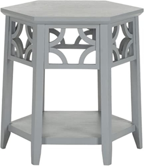 SAFAVIEH Transitional Accent Table with Wooden Storage Shelf, in Charcoal Grey, 45 X 45 X 45