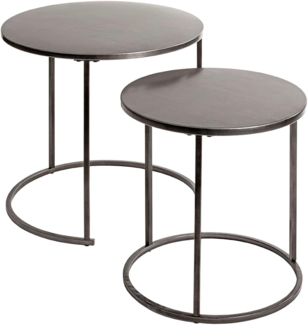HAKU Möbel Beistelltisch 2er Set, anthrazit, Metall - Maße: H 43/48 x Ø 40/50 cm, Style: Urban Collective