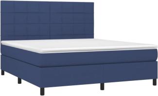 vidaXL Boxspringbett mit Matratze & LED Blau 180x200 cm Stoff 3134899