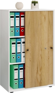 VCM Büroschrank Lona 919581 Weiß / Honig-Eiche B. 70 x H. 111 x T. 40 cm