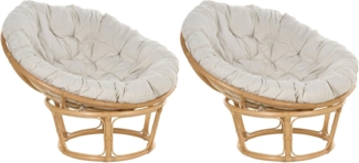 Gartensessel 2er Set mit Auflagen SALVO Rattan Natürlich