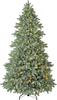 Dehner Künstlicher Weihnachtsbaum Tanne Lyra m. LED/Ständer/Fernbedienung, 210 cm, hochwertiger künstlicher Christbaum mit LED Beleuchtung