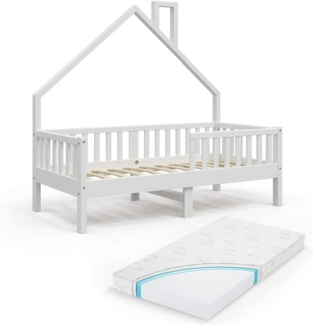 Hausbett Noemi Weiß 80x160 cm mit Matratze Vitalispa